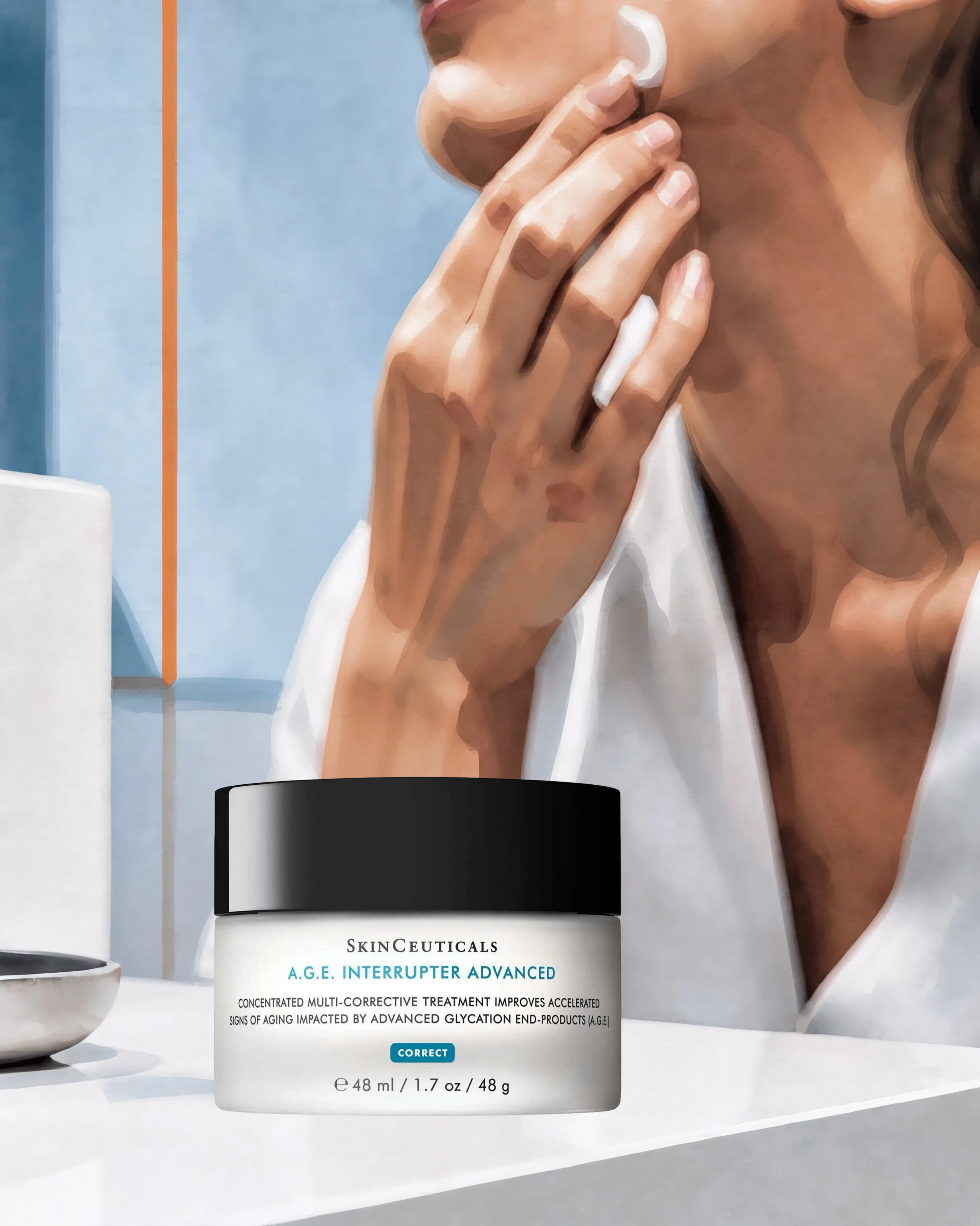 Crème anti-âge A.G.E. Interrupter Advanced, SKINCEUTICALS : soin cosméceutique, sélection Atelier Med au Québec.