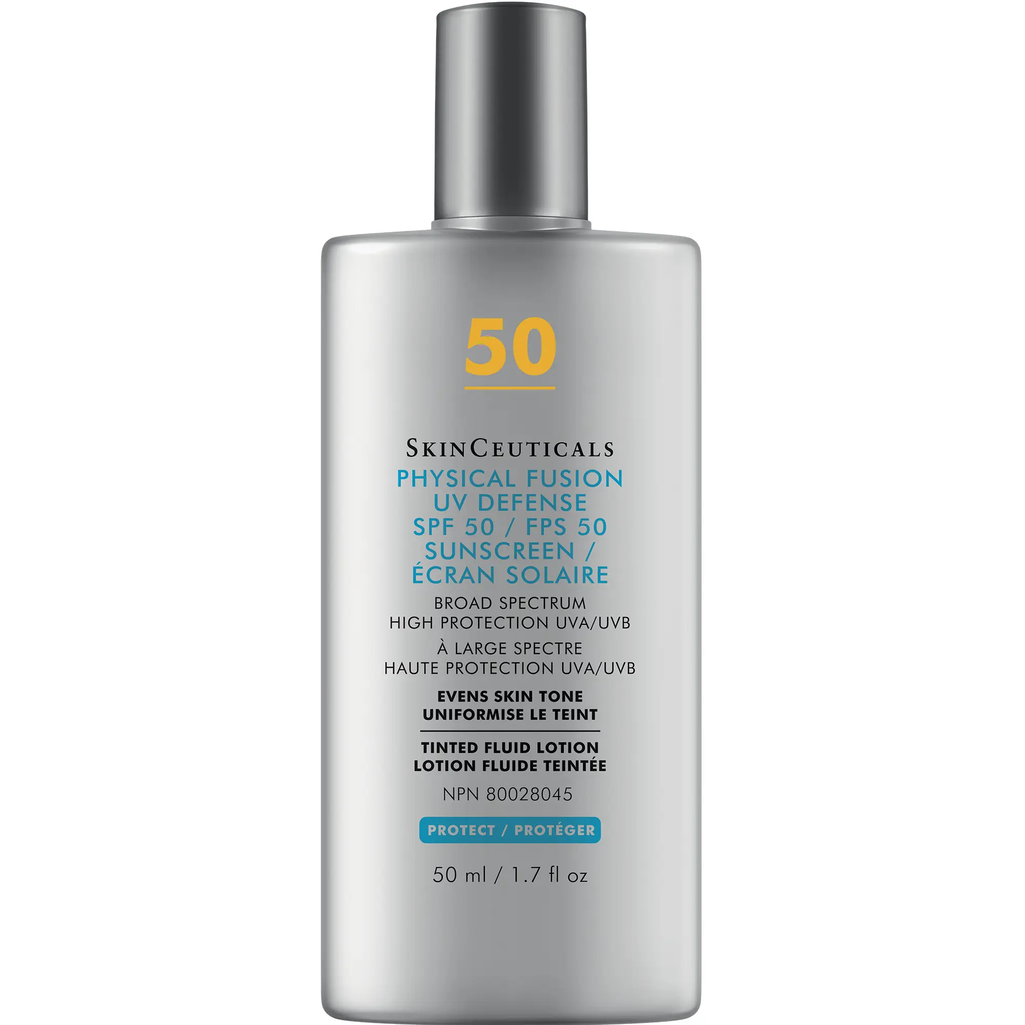PHYSICAL FUSION UV DEFENSE SPF 50 Crème solaire minérale teintée, SKINCEUTICALS : soin cosméceutique, sélection Atelier Med au Québec.
